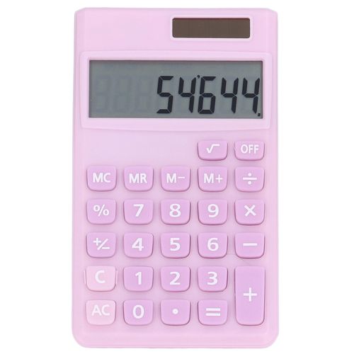 Calculatrices Calculatrice De Poche Solaire A 8 Chiffres, Double Alimentation, Avec Grand Ecran Lcd, Gros Bouton Sensible, Rose Pale, Violet