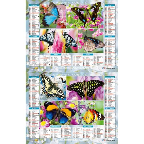 Calendrier Almanach La Poste 2024 Papillons