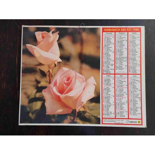 Calendrier Almanach Ptt 1985 / Roses / Bouquet Dans Vase / Avec Fascicule Interne