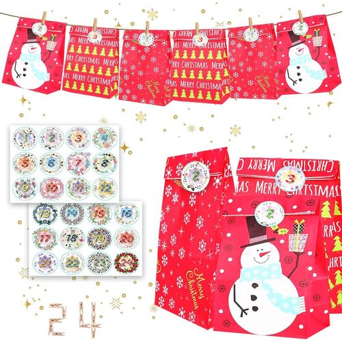 Stickers Calendrier De L'Avent - Cadeaux De Noël - Maison