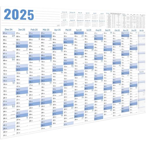 Calendrier mural 2025 Grand format (100 x 70 cm) de janvier à décembre 2025 Calendrier mural