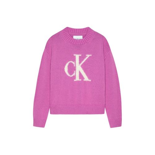 Calvin Klein Jeans - Pull En Coton Ctel Avec Logo Duveteux Violet