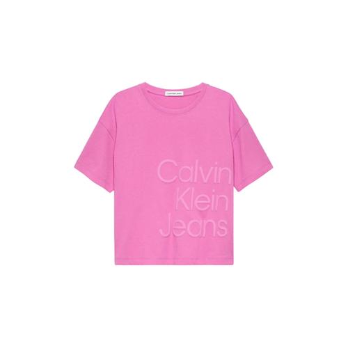 Calvin Klein Jeans T-Shirt  Manches Courtes Avec Maxi Logo Rose