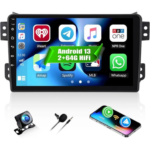 Camecho 2+64g 9 Pouces Autoradio Pour Suzuki Splash Ritz/Opel Agila 2004-2014, Android 13 Hifi Sans Fil Carplay Bluetooth Hd Touchscreen Radio Avec Android Auto Gps Wifi Fm/Rds +Canbus Camra De Recul