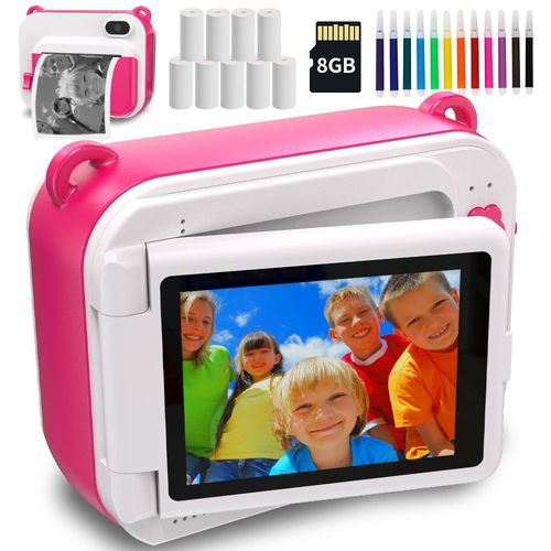 Camra  imprim instantan - Appareil Photo instantan pour enfants, impression rotative avec papier thermique, Photo numrique, jouet, cadeau, DIY