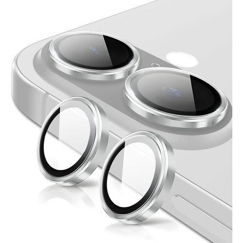Camra Arrire Protection pour iPhone 16/16 Plus Verre Tremp,Protecteur Objectif Lentille,9H Duret HD Dfinition Anti-Rayures Ultra Rsistant D'objectif Lens Camera Protector,Argent