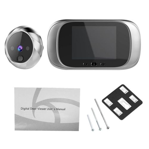 Camra De Porte Numrique Avec Vision Nocturne,Judas,Sonnette,Vision Nocturne,Prise De Vue Photo,Surveillance De Porte Pour La Scurit  Domicile,2.8 Pouces - Type Argent