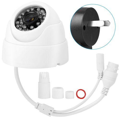Camera De Securite Dome Interieure Grand Angle 2048 X 1536, Infrarouge, 12 V Cc, Blanc, Prise 100-240 V, Prise Au