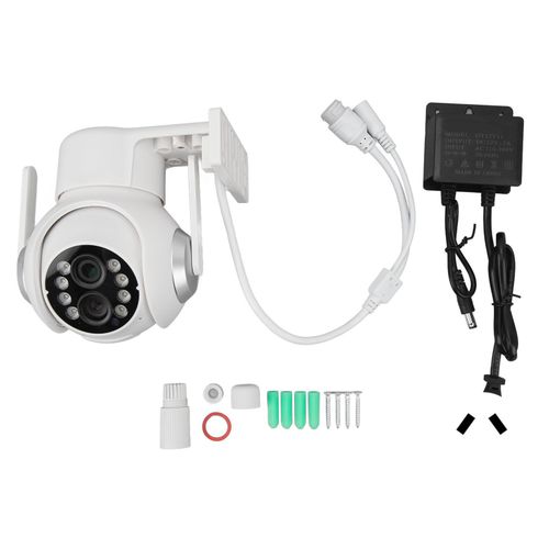 Camera De Securite Sans Fil Wi-Fi Avec Double Objectif Ptz 355 Degres, Zoom 15x, Detection De Mouvement, Vision Nocturne, Communication Bidirectionnelle, Ip66, Prise 110-240 V (Au)