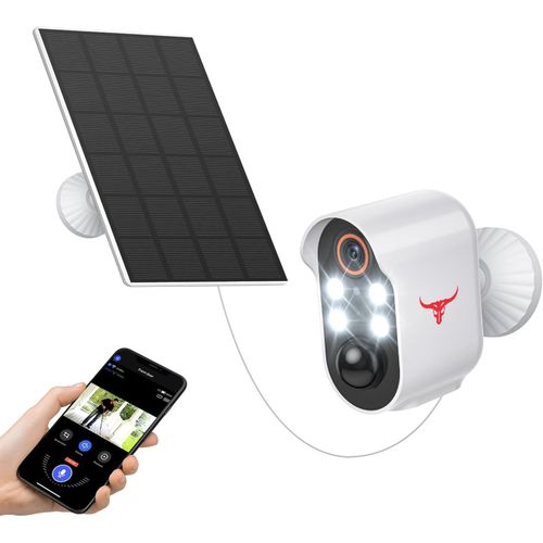 Camra De Scurit Solaire Sans Fil 1080P Avec 4 Spots Pour Une Utilisation En Intrieur Et En Extrieur, Dtection Humaine Ia, Vue En Direct, Conversation Bidirectionnelle, Vision[CAM6261096]
