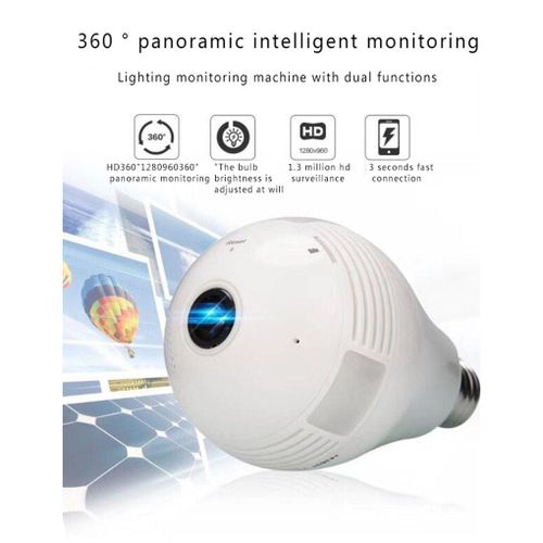 Camra De Surveillance Ip Wifi Sans Fil V380, Systme De Scurit Domestique Nuit/Jour, En Forme D'ampoule, Pour L'extrieur