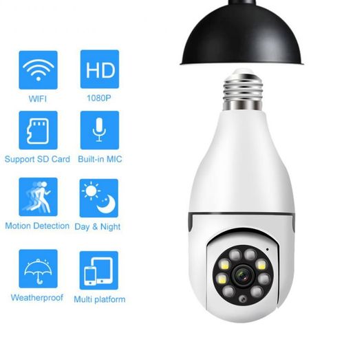 Camra De Surveillance Wifi 2.4ghz, Prise En Charge Wifi, Ampoule Intelligente, Lecture  Distance Locale, Adapte  Diverses Occasions