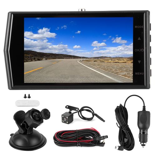 Camera de tableau de bord DVR HD 4 pouces avec ecran tactile 2K, vue arriere avec objectif grand angle de vision nocturne 130 universel