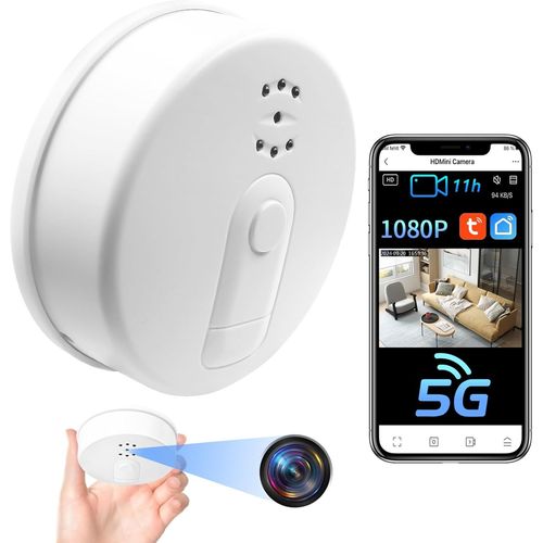 Camera Espion Wifi 5g, Hd 1080p Camra Espion Dtecteur De Fume A Distance, Mini Camra Cache Surveillance Sans Fil Dtection De Mouvement Vision Nocturne Tuya App[Cam6261077]