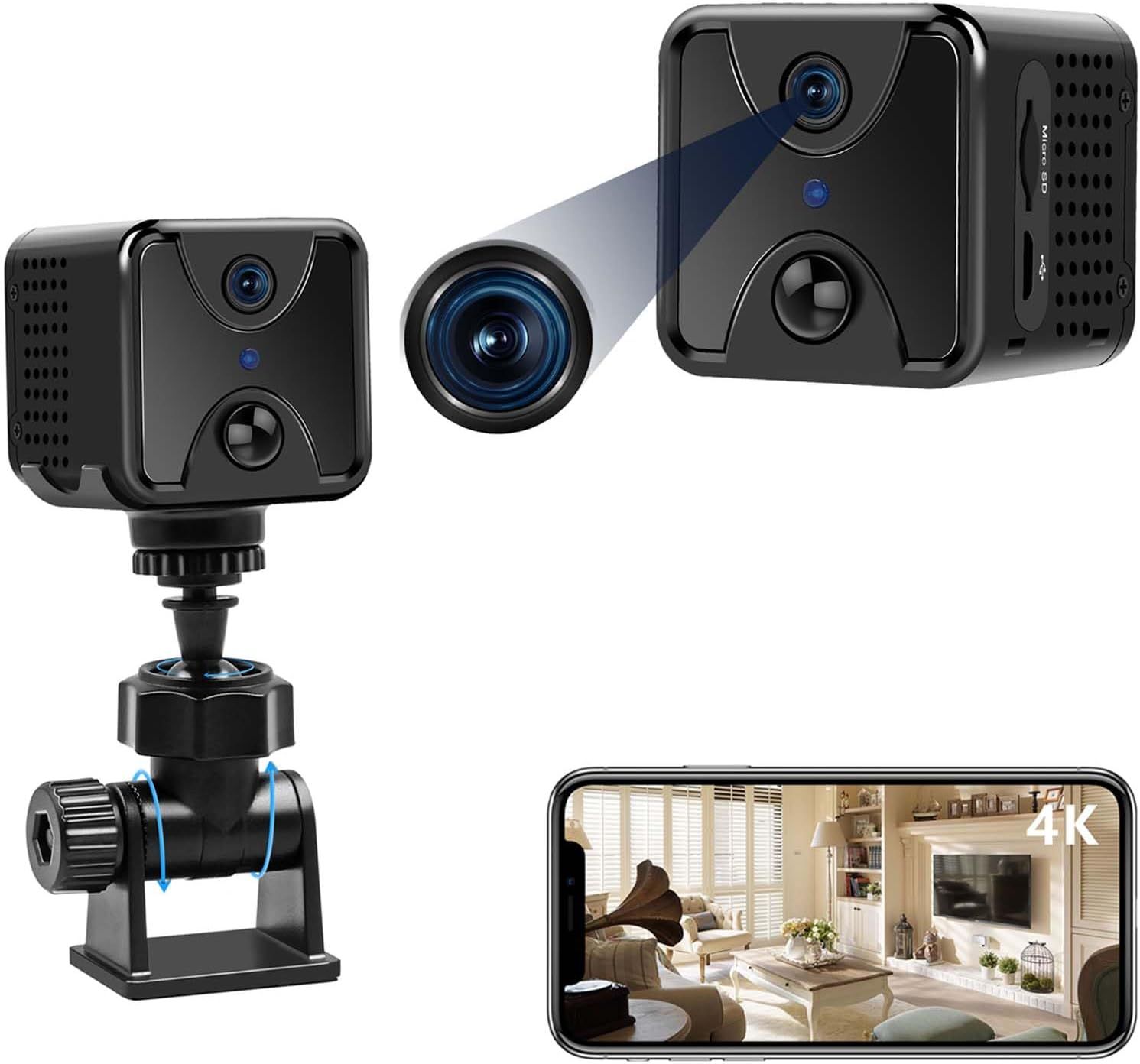 Camera Espion Wifi, Mini Camera Espion Sans Fil Invisible 4k,Camera Surveillance Interieur Discrete Avec Detecteur De Mouvement Vision Nocturne Pour La Maison, Le Bureau Et D'autres Lieux.[G984]