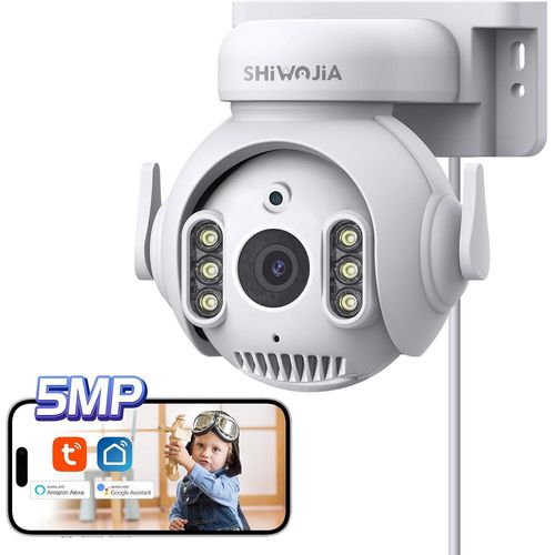 Camera Exterieur Wifi Tuya Smart Life, Camera Tuya Exterieur 5mp, Dtection De Mouvement, Audio Bidirectionnel, Etanche Ip66 Vision Nocturne Couleur