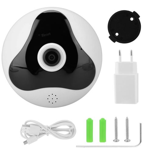 Camera Panoramique Fisheye Avec Application Mobile, Image 2 Mp, Carte Sd 128 Go, Prise Ue