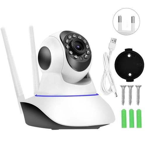 Camera Ptz Wi-Fi 1 Mp 720 P Hd, Double Antenne, Babyphone Video, Vision Nocturne Infrarouge (Ue 100-240 V)