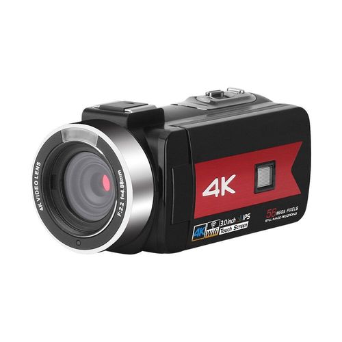 Camra vido Zoom 4K Camscope pour Youtube Diffusion en Direct Vision Nocturne IR Enregistreur vido HD DV Appareil Photo Numrique WiFi APP Controle Stabilisation d'Image 5 Axes Anti-Secousse,Rouge