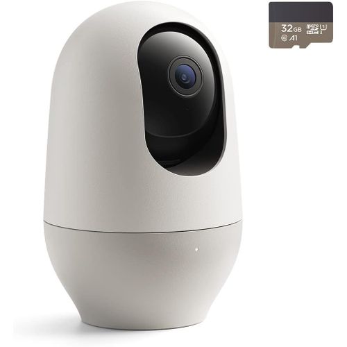 Camera With 32gb Micro Sd Card, 1080p Indoor Wifi Surveillance Camera, 360 Pan/Tilt Ip Camera, Night Vision, Two-Way Audio, Motion Tracking, Compatible With Alexa