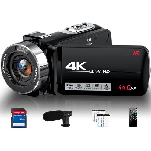 Camscope Camra Vido 4K, 44MP Vlogging Camra pour Youtube, Zoom Numrique 18X IPS 3,0 Pouces cran Camescopes, Webcam Infrarouge Camera avec Microphone, Tlcommande, 2 Batteries et Carte SD.[G3014]