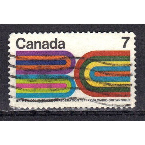 Canada 1971 : 100 Anniversaire De L'entre De La Colombie Britannique Dans La Confdration Canadienne - Timbre 7 C. Multicolore Oblitr