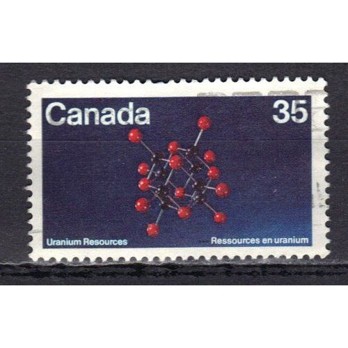Canada 1980 : Ressources En Uranium : Structure Molculaire De L'uraninite - Timbre 35 C. Bleu, Rouge Et Noir Oblitr