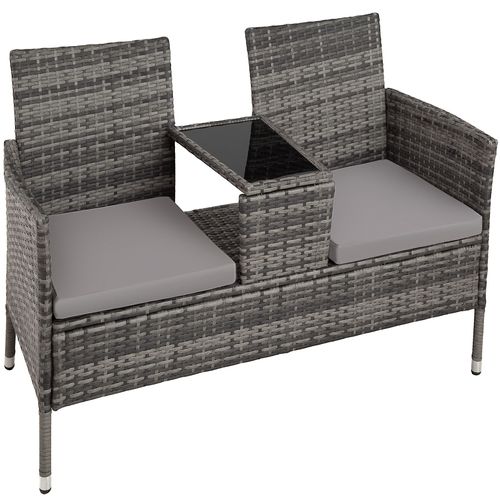 Canap De Jardin Rotin 2 Places Gris/Gris Clair