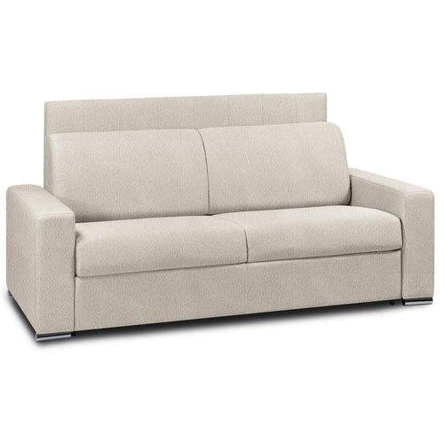 Canap 2- Canapexpress Lattes 120cm Matelas Mmory 22cm Tte De Lit Intgre Cuir Vachette Beige