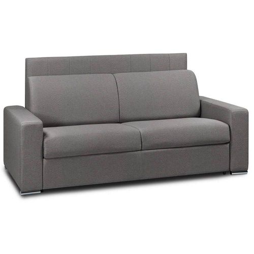 Canap 2- Canapexpress Lattes 120cm Matelas Mmory 22cm Tte De Lit Intgre Cuir Vachette Marron Chocolat
