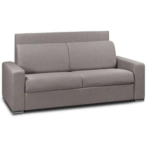 Canap 2- Canapexpress Lattes 120cm Matelas Mmory 22cm Tte De Lit Intgre Cuir Vachette Taupe