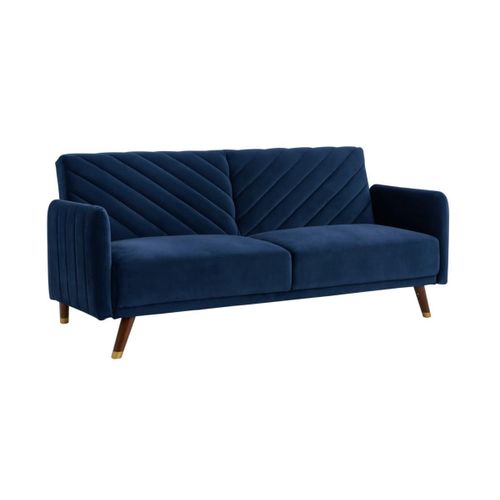 Canap 3 Places Convertible Clic-Clac En Velours Joris - Bleu Nuit