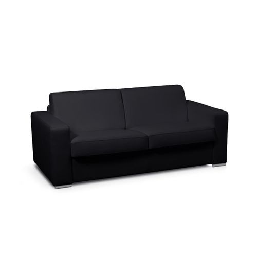 Canap 3 Places Convertible Express 100% Cuir De Buffle Delectea Ii - Noir