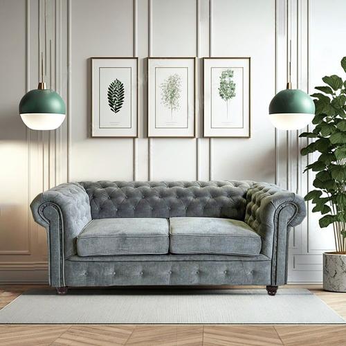 Canap Chesterfield 2 Places / Gris/ 183x85x72