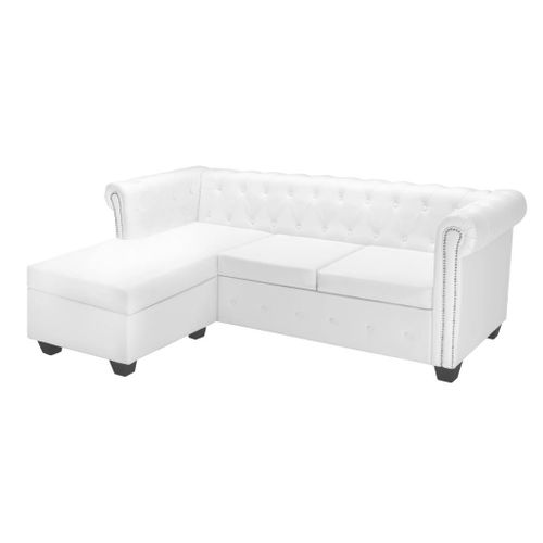 Canap Chesterfield En Forme De L Cuir Synthtique Blanc