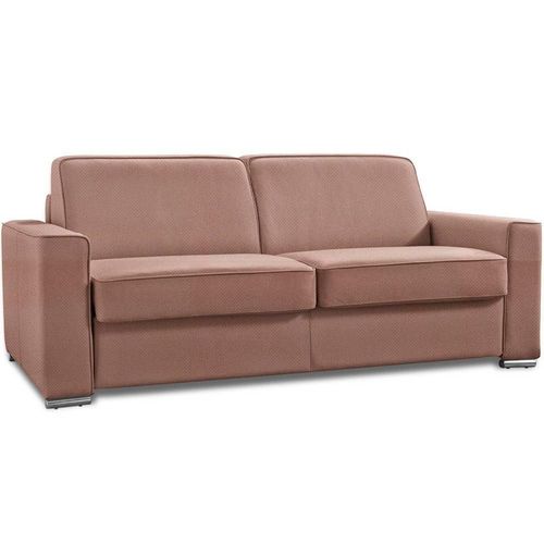 Canap Convertible 2-3 Places Excellence 120 Cm Sommier Lattes Matelas Memory 18 Cm Inclus Velours Orange