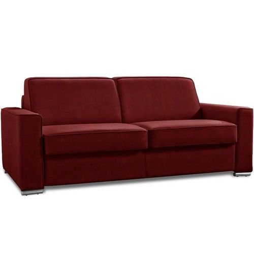 Canap Convertible 2-3 Places Excellence 120 Cm Sommier Lattes Microfibre Bordeaux Matelas Memory 18 Cm Inclus