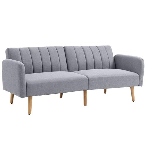Canap Convertible 2 Places Design Scandinave Inclinable Tissu Gris