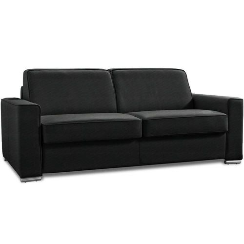 Canap Convertible 3 Places Excellence 140 Cm Sommier Lattes Matelas Memory 18 Cm Inclus Tweed Noir