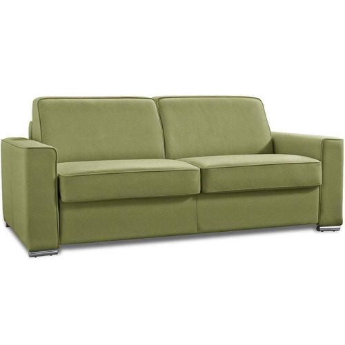 Canap Convertible 3 Places Excellence 140 Cm Sommier Lattes Matelas Memory 18 Cm Inclus Tweed Vert
