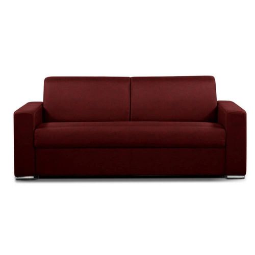 Canap Convertible 3 Places Select Matelas 16cm Sommier Lattes 140cm Microfibre Bordeaux