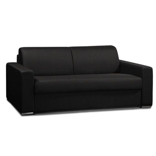 Canap Convertible Allure Matelas Mmory 20cm Lattes 140cm Cuir Vachette Noir