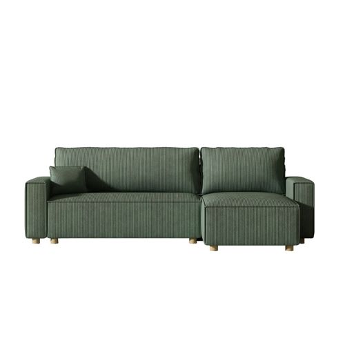 Canap Convertible D'angle En Velours Ctel Vert Cosy