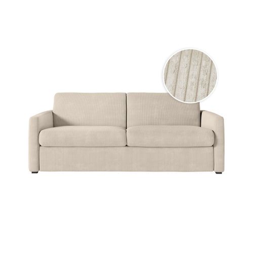 Canap Convertible Express Agathe 140x190cm En Velours Ctel - Matelas paisseur 13cm - Beige