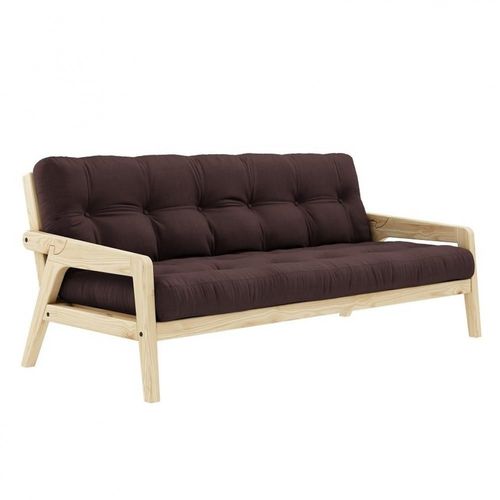 Canap Convertible Futon Grab Pin Naturel Coloris Marron Couchage 130 Cm.