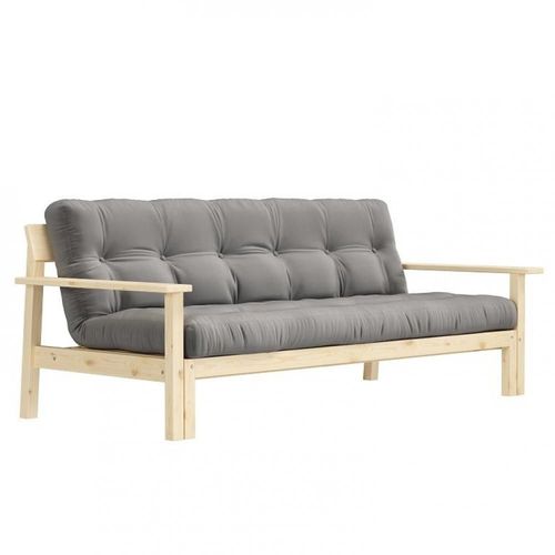 Canap Convertible Futon Unwind Pin Naturel Coloris Gris Couchage 130 X 190 Cm.