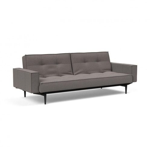 Canap Convertible Splitback Styletto Avec Accoudoirs Pieds Chne Noir Tissu Mixed Dance Grey