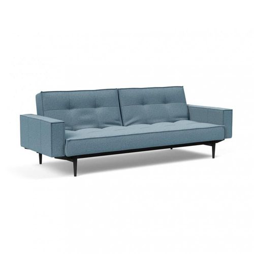 Canap Convertible Splitback Styletto Avec Accoudoirs Pieds Chne Noir Tissu Mixed Dance Light Blue