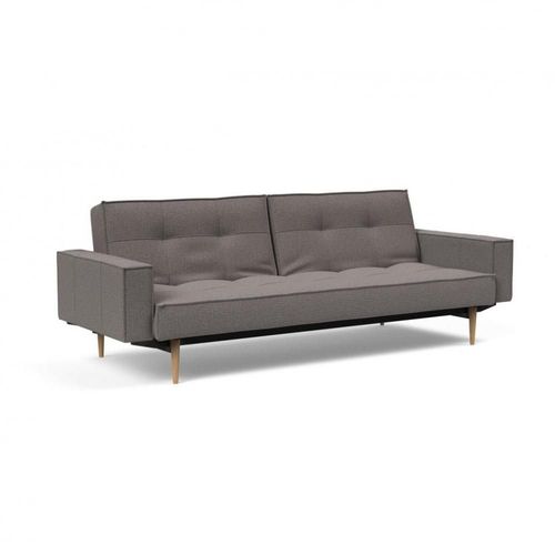 Canap Convertible Splitback Styletto Avec Accoudoirs Pieds Fuseau Chne Naturel Tissu Mixed Dance Grey