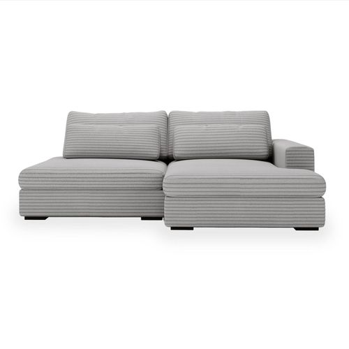 Canap D'angle 3 Places En Velours Gris Clair